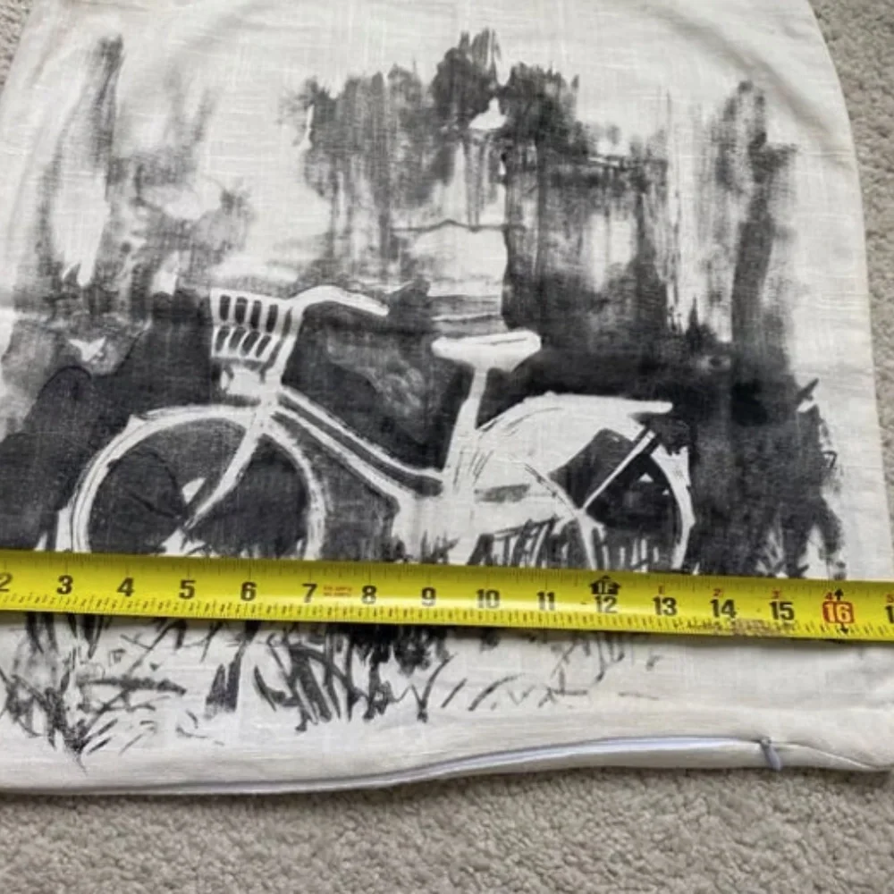 Black on cream bike themed pillow cover